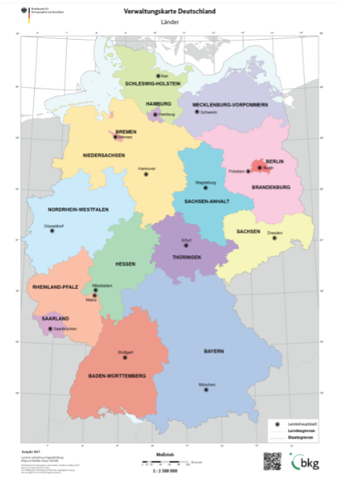 Karte der deutschen Staaten