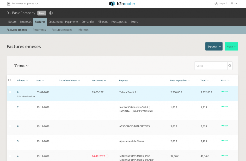 Llistat factures NOU