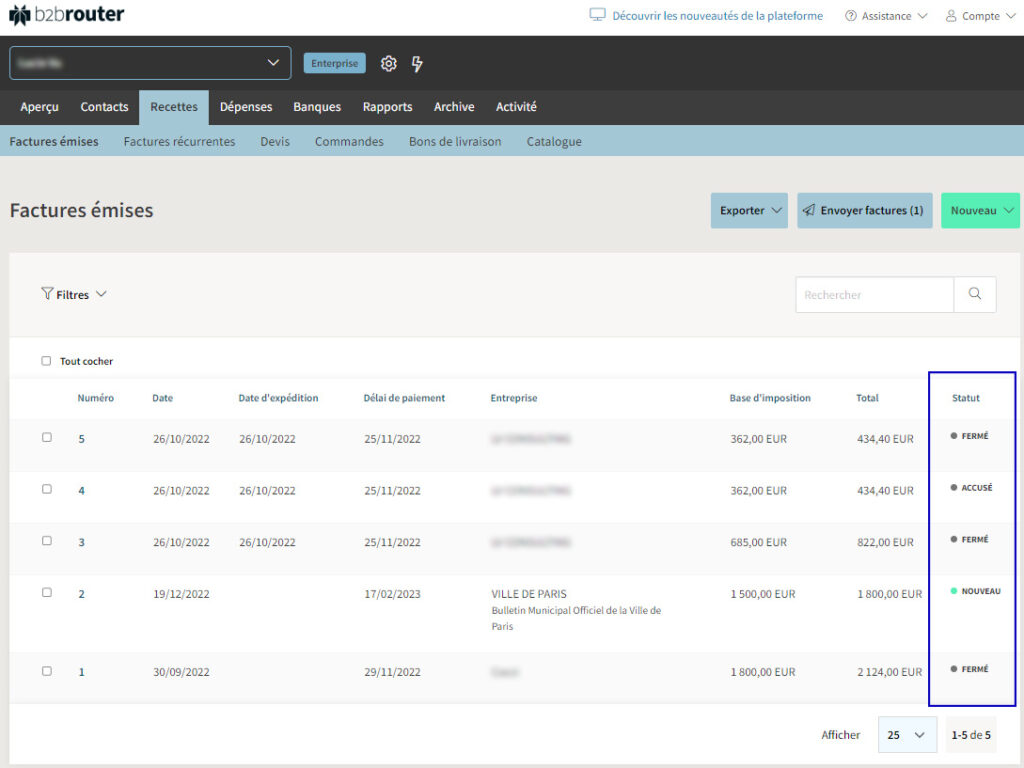 Suivi des factures Chorus pro avec B2Brouter